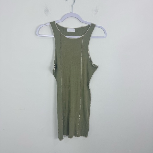Isalis Emily Lettuce Hem Dress in Sage Size Medium - Picture 2 of 10
